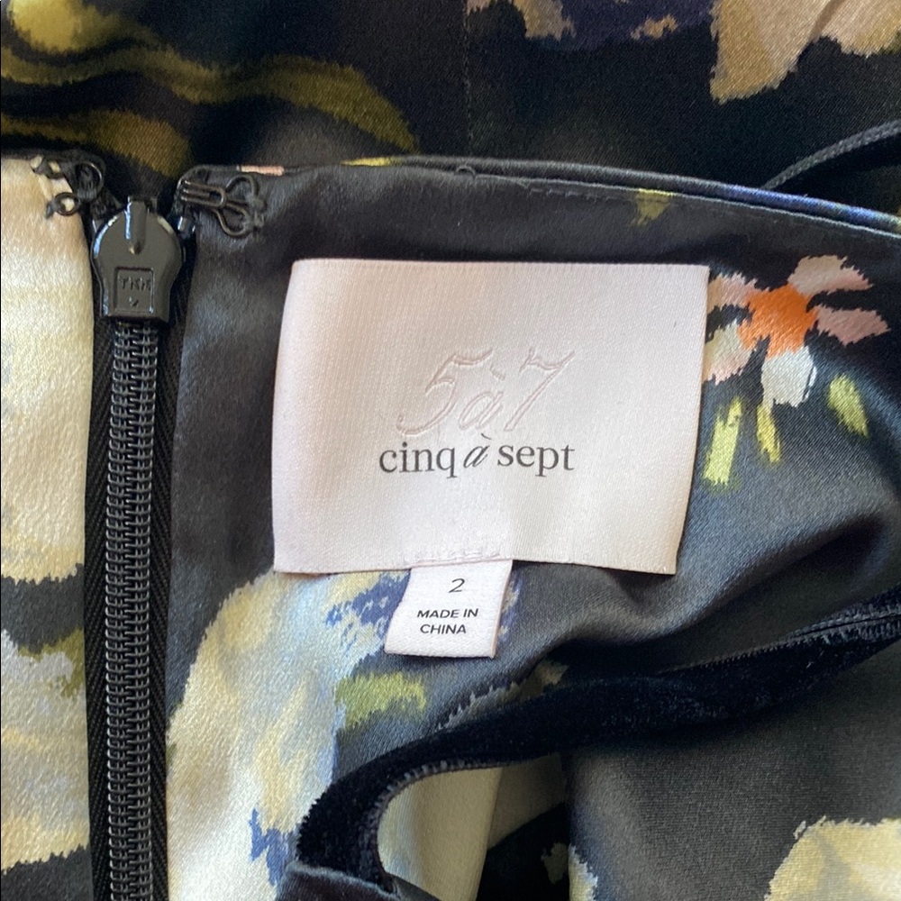 Cinq à Sept $397 Leena Silk Floral Black and White Dress Size 2 - Picture 6 of 7